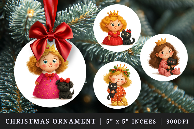 Princess round ornaments sublimation design