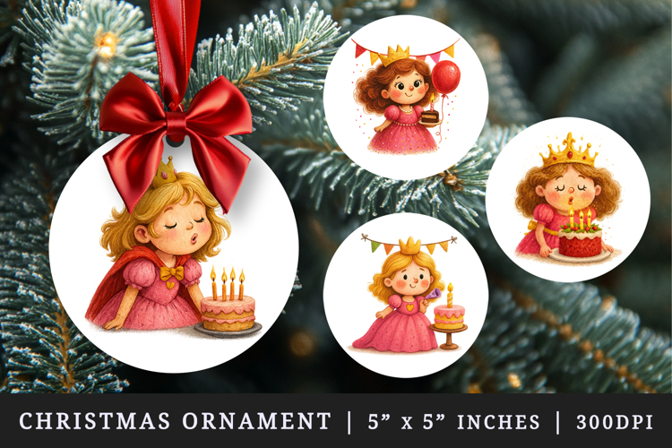 Princess round ornaments sublimation design