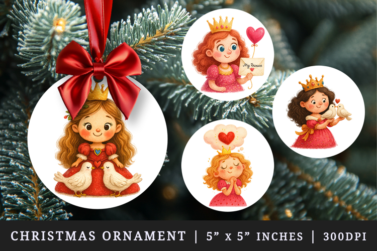 Princess round ornaments sublimation design