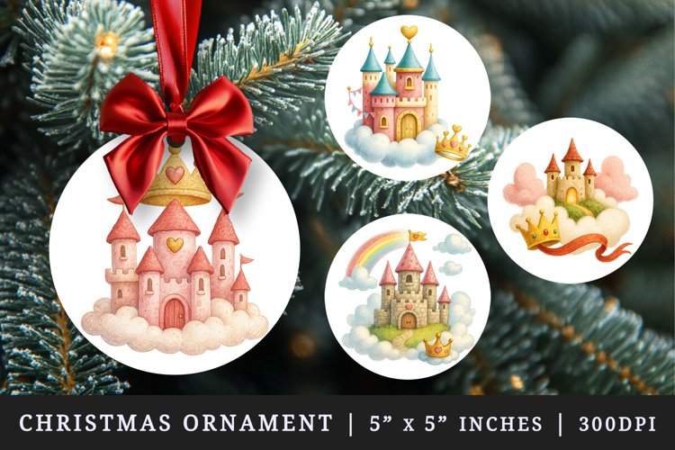 Princess round ornaments sublimation design