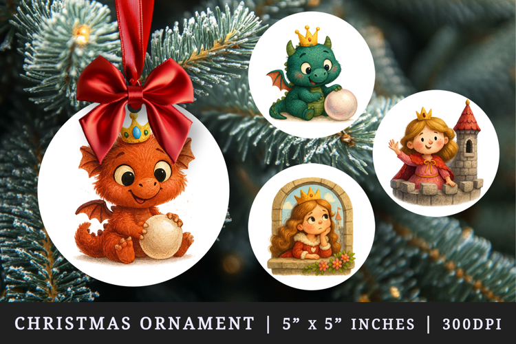 Princess round ornaments sublimation design