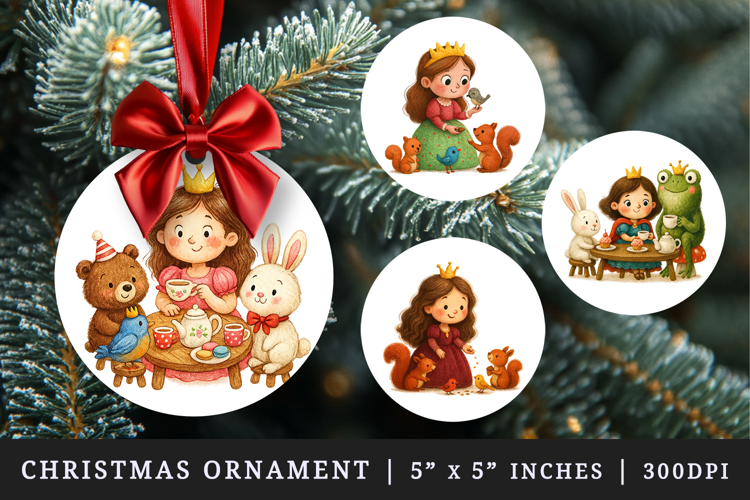 Princess round ornaments sublimation design