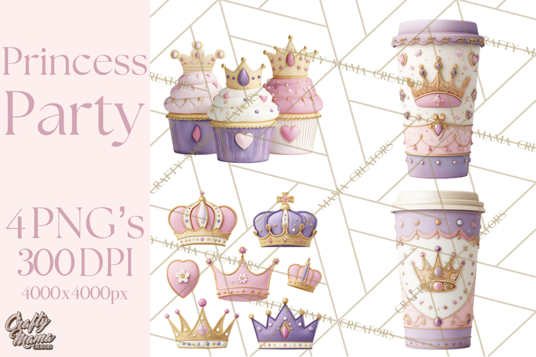 Princess Birthday Party Clipart, Fairytale Celebration Png