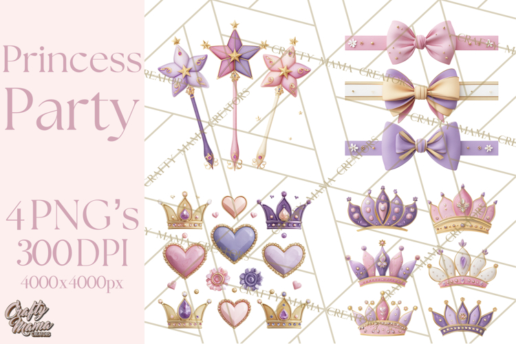 Princess Birthday Party Clipart, Fairytale Celebration Png