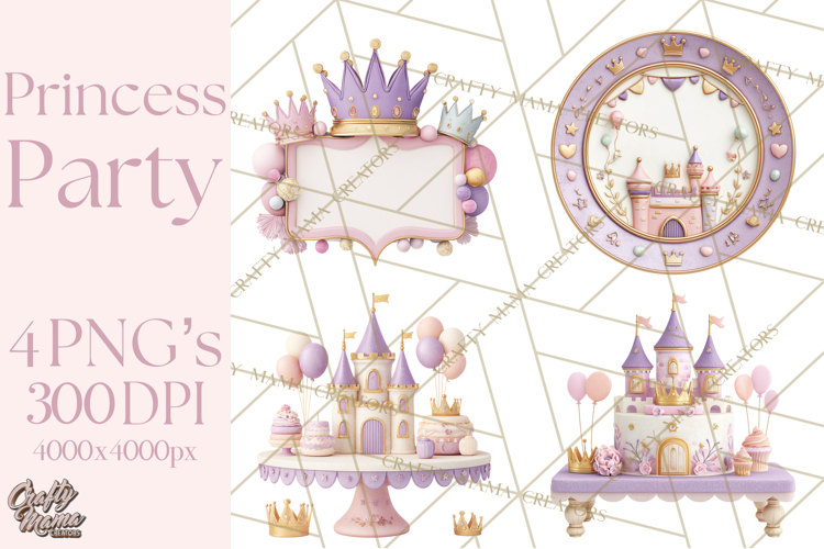 Princess Birthday Party Clipart, Fairytale Celebration Png
