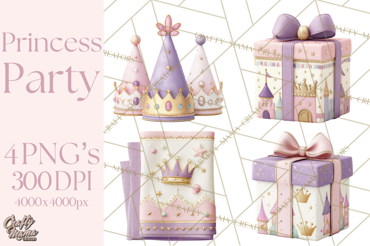 Princess Birthday Party Clipart, Fairytale Celebration Png