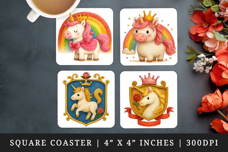 Princess square coaster sublimation, coasters design