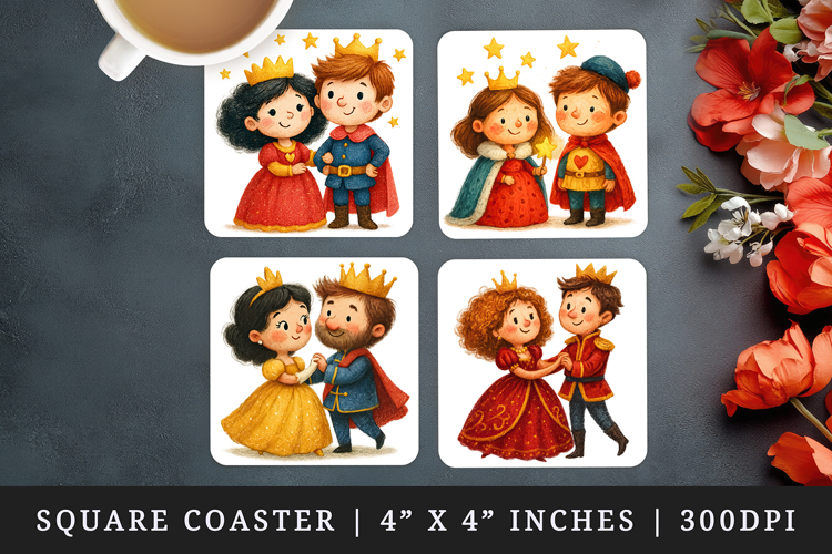 Princess square coaster sublimation, coasters design