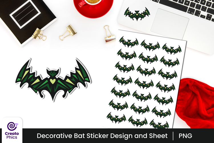 decorative bat sticker and sticker sheet | animal sticker