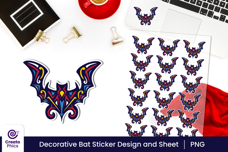 decorative bat sticker and sticker sheet | animal sticker