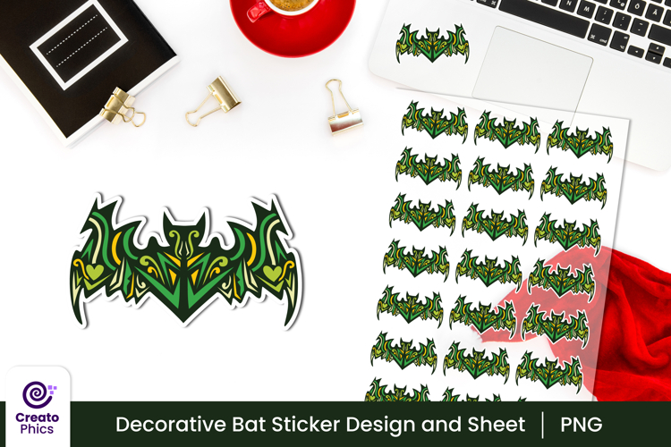 decorative bat sticker and sticker sheet | animal sticker