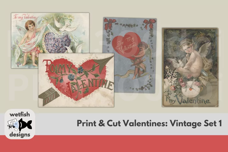 Four Printable Vintage Valentine's Day Postcards