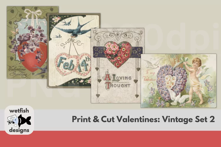 Four Printable Vintage Valentine's Day Postcards