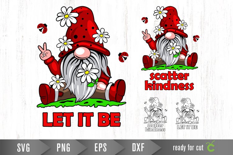 Hippie Gnome SVG PNG EPS Gnome with white daisy
