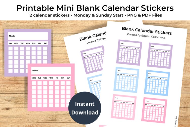 Printable Blank Calendar Stickers For Planner