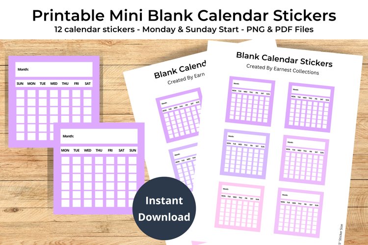 Printable Blank Calendar Stickers For Planner