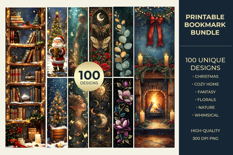Aesthetic Printable Bookmark Mega Bundle, Christmas bookmark