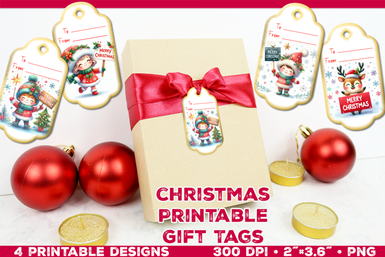 Printable Christmas Gift Tags with Merry Christmas sign
