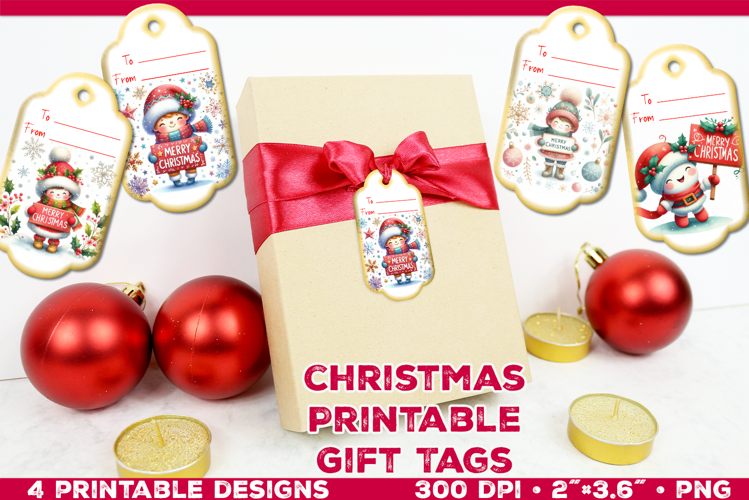 Printable Christmas Gift Tags with Merry Christmas sign