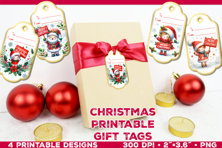 Printable Christmas Gift Tags with Merry Christmas sign