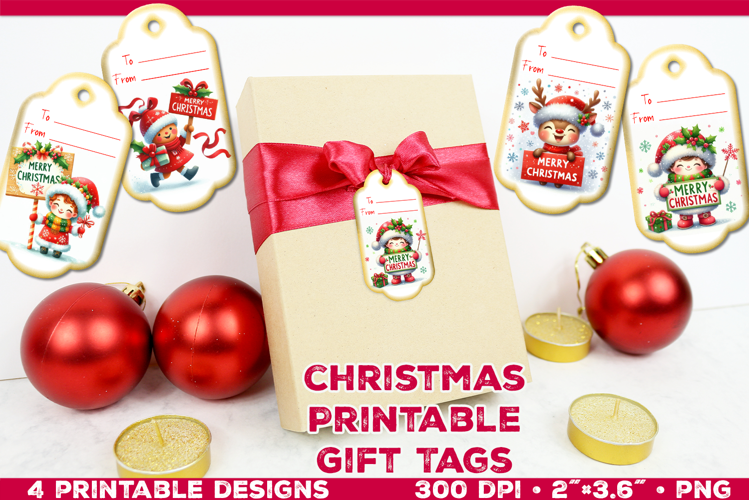 Printable Christmas Gift Tags with Merry Christmas sign