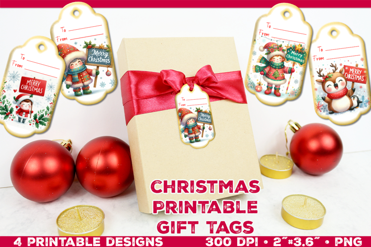 Printable Christmas Gift Tags with Merry Christmas sign