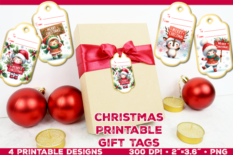 Printable Christmas Gift Tags with Merry Christmas sign