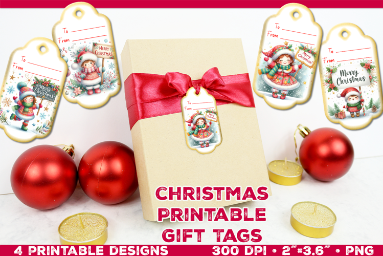 Printable Christmas Gift Tags with Merry Christmas sign
