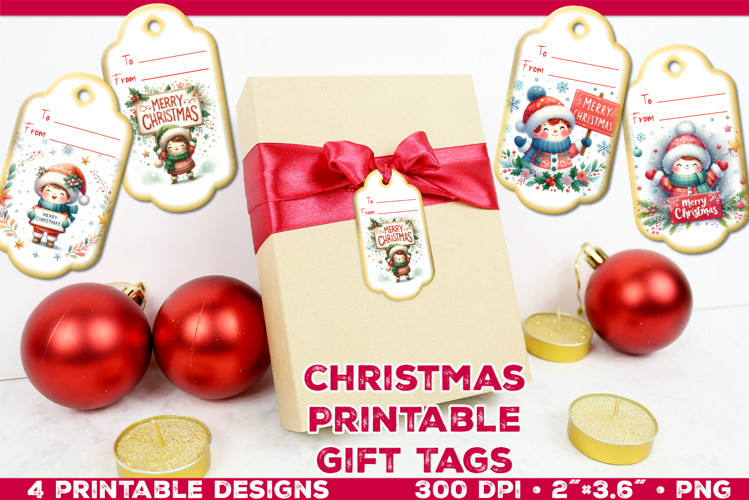 Printable Christmas Gift Tags with Merry Christmas sign