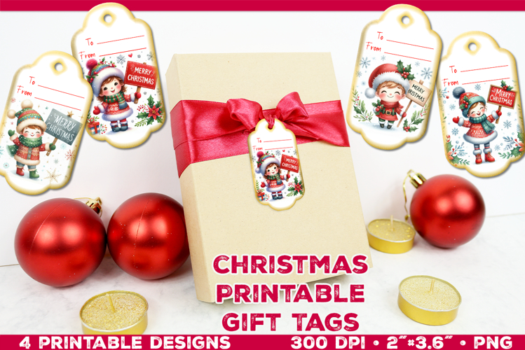 Printable Christmas Gift Tags with Merry Christmas sign