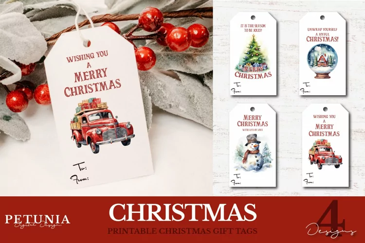 Printable Christmas Gift Tags | Print & Cut Christmas Tags