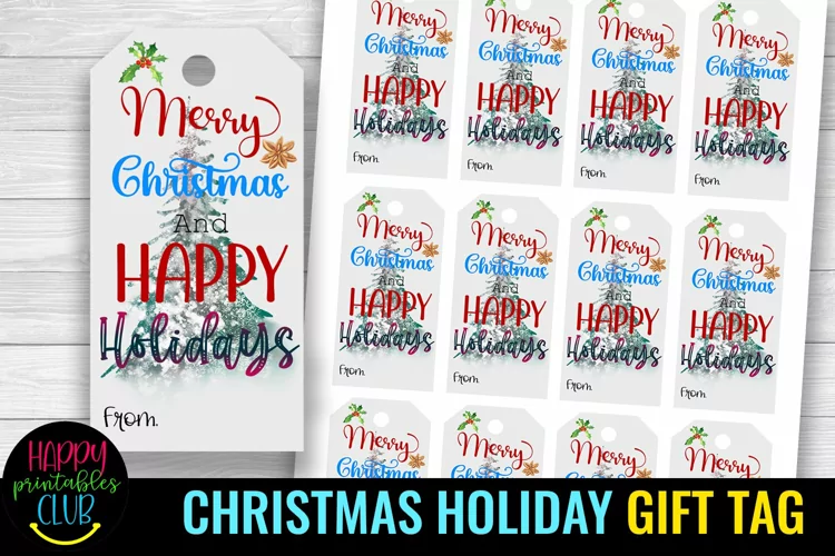 Merry Christmas Gift Tags Printable I Happy Holiday Gift Tag