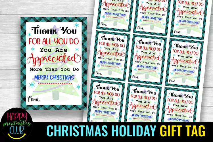 Christmas Gift Tags for Teachers I Thank You for All You Do