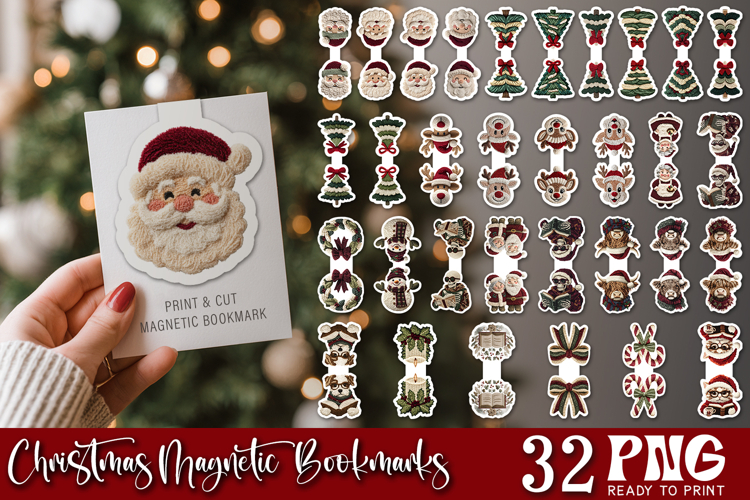 Latch Hook Yarn Bookmark | Christmas Magnetic Bookmarks