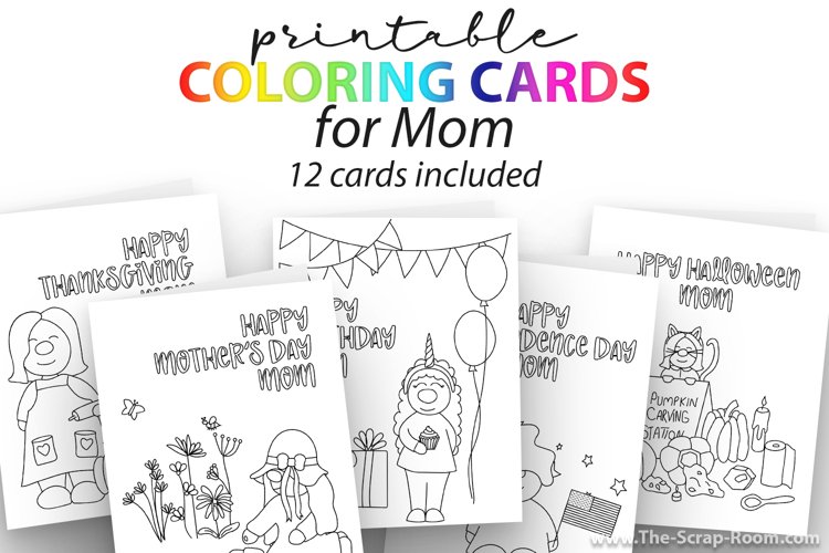 Printable coloring card Bundle for Mom