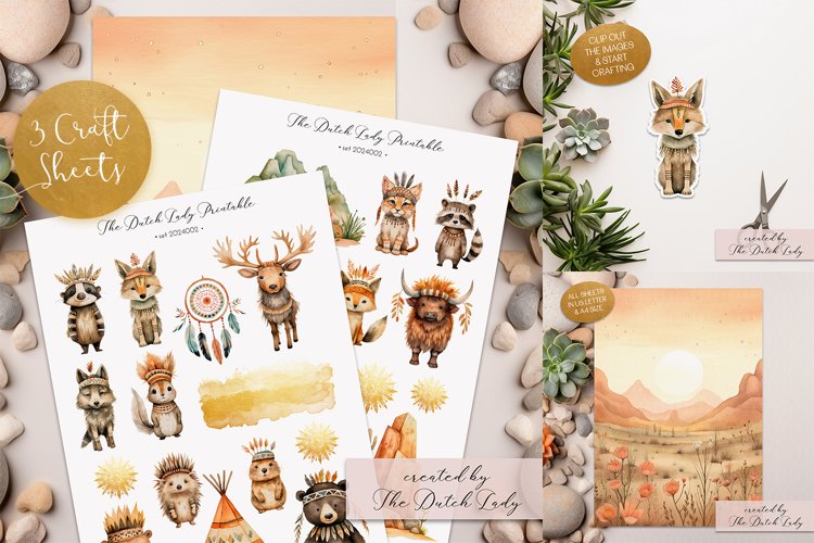 Prairie Animals Craft Sheets - 3 Printable JPEG File example image 1