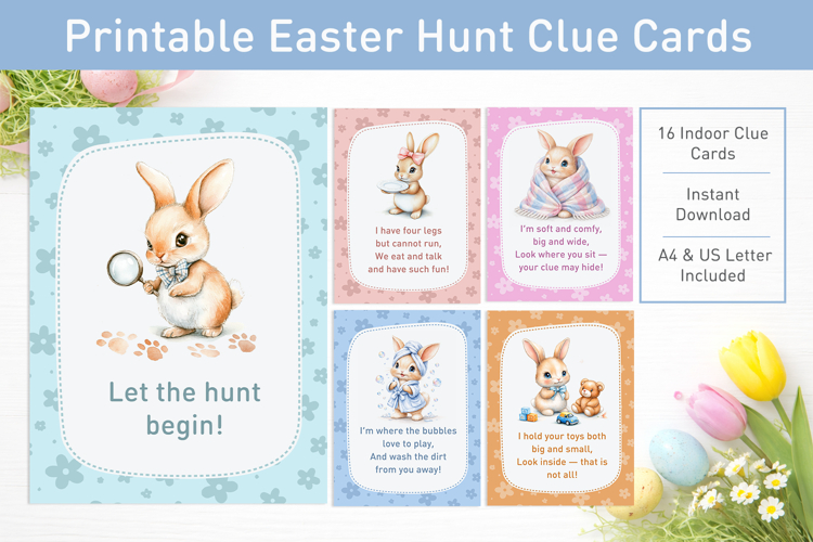 Printable Easter Bunny Hunt Card, Easter scavenger hunt