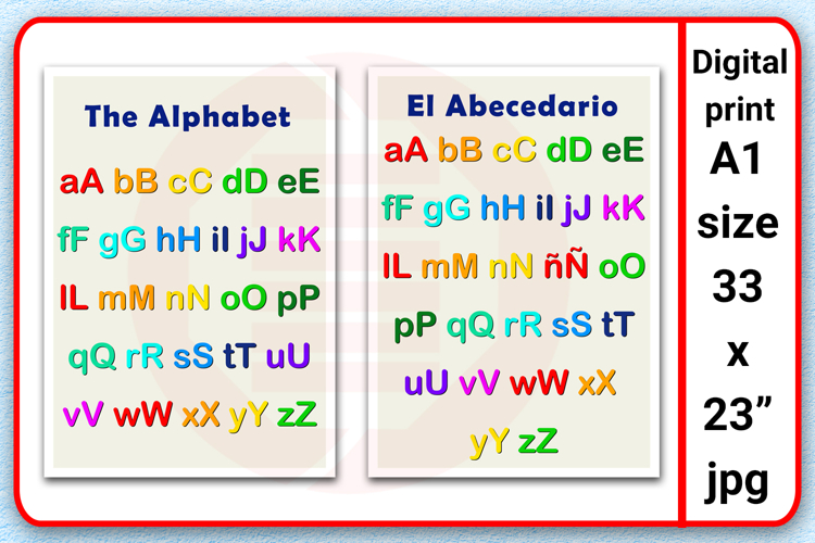 Printable alphabet letters wall art Kid room Classroom example image 1