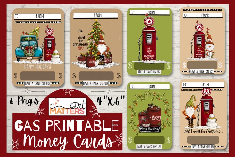 Gas Printable Money Cards 6 Pngs 300 DPI