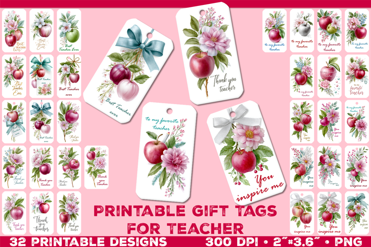 Printable Gift Tags for Teacher. EleganteTeacher Gift Tags