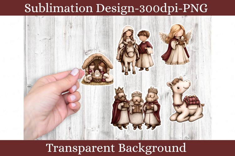 Nativity Manger Stickers PNG Clipart, Christmas Bible Art example image 1