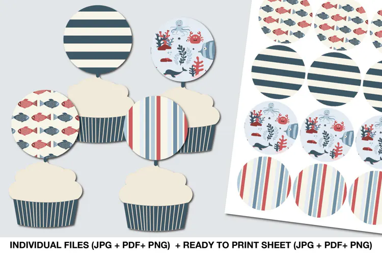 Printable Nautical Cupcake Toppers | Ocean Party