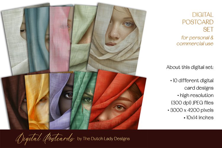 Faces In Linen Postcard and Art Print Set example image 1