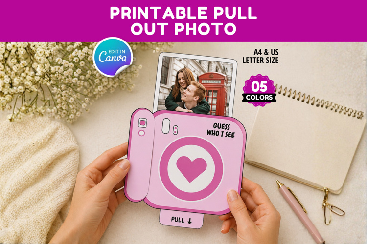 Printable Pull Out Photo Card Canva Template example image 1