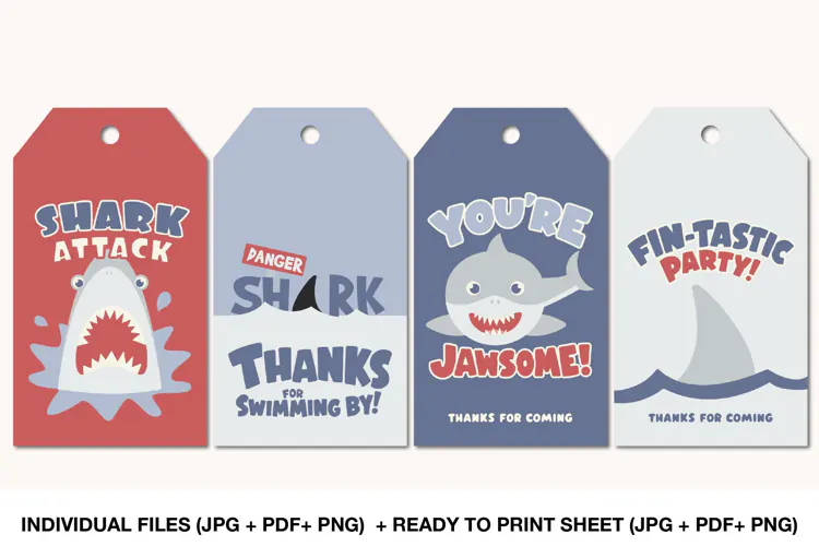 Shark Party Favor Tags | Printable Birthday Tags