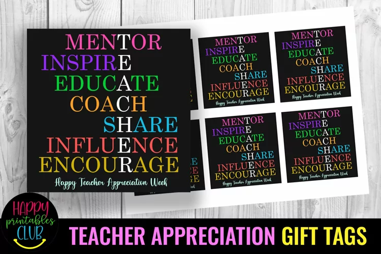 Mentor Inspire Educate I Teacher Appreciation Gift Tags
