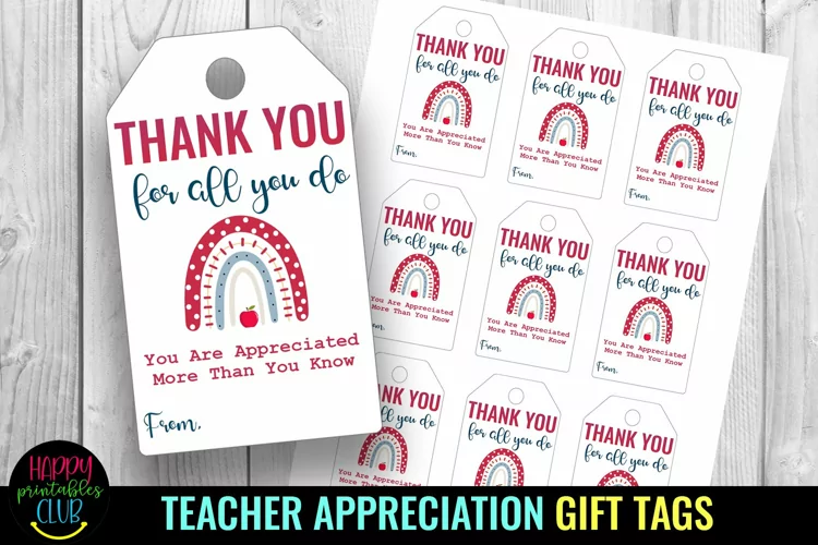Thank You for all You Do I Teacher Appreciation Gift Tags