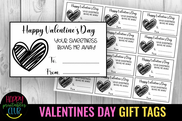 Valentines Day Gift Tags I Printable Valentine Party Tags