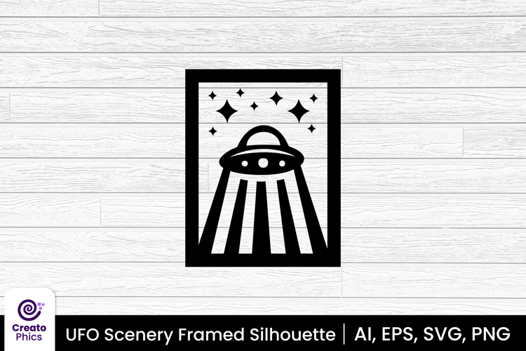 UFO silhouette vector illustration | Alien scenery clipart