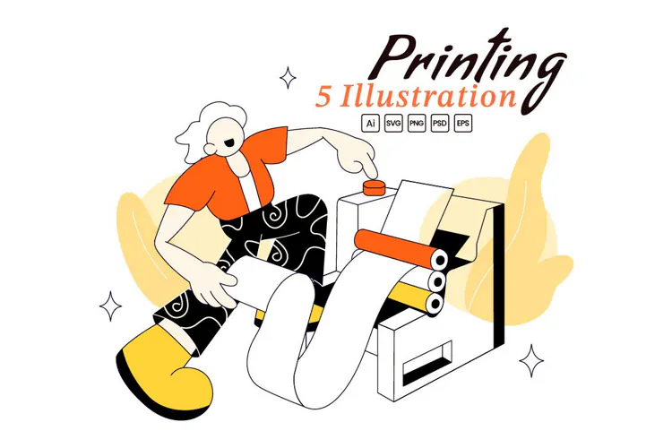 5 Printing Vector Illustration